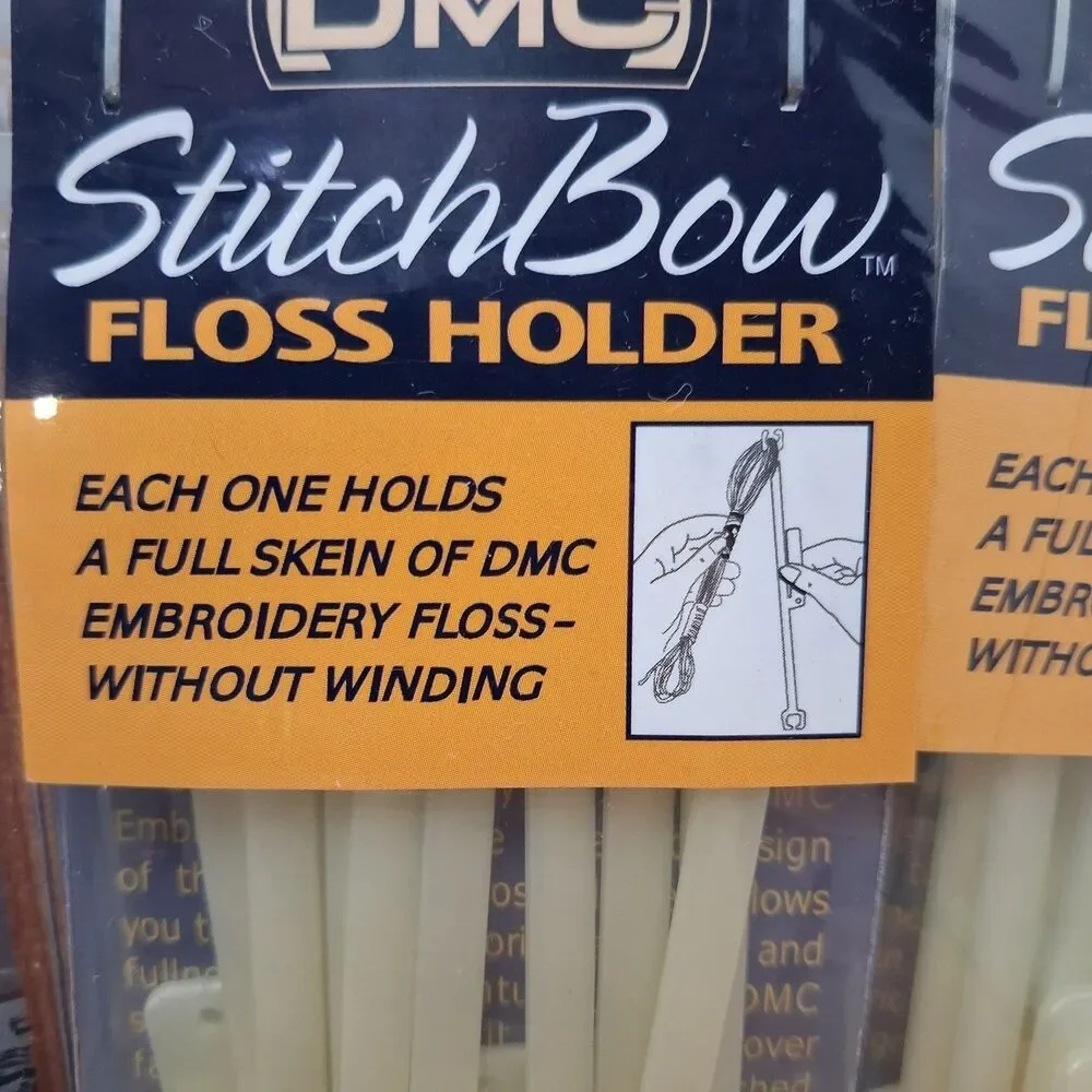DMC Cross Stitch w/60 Bow Floss Holders 2 Inserts Embroidery Organizer Needles
